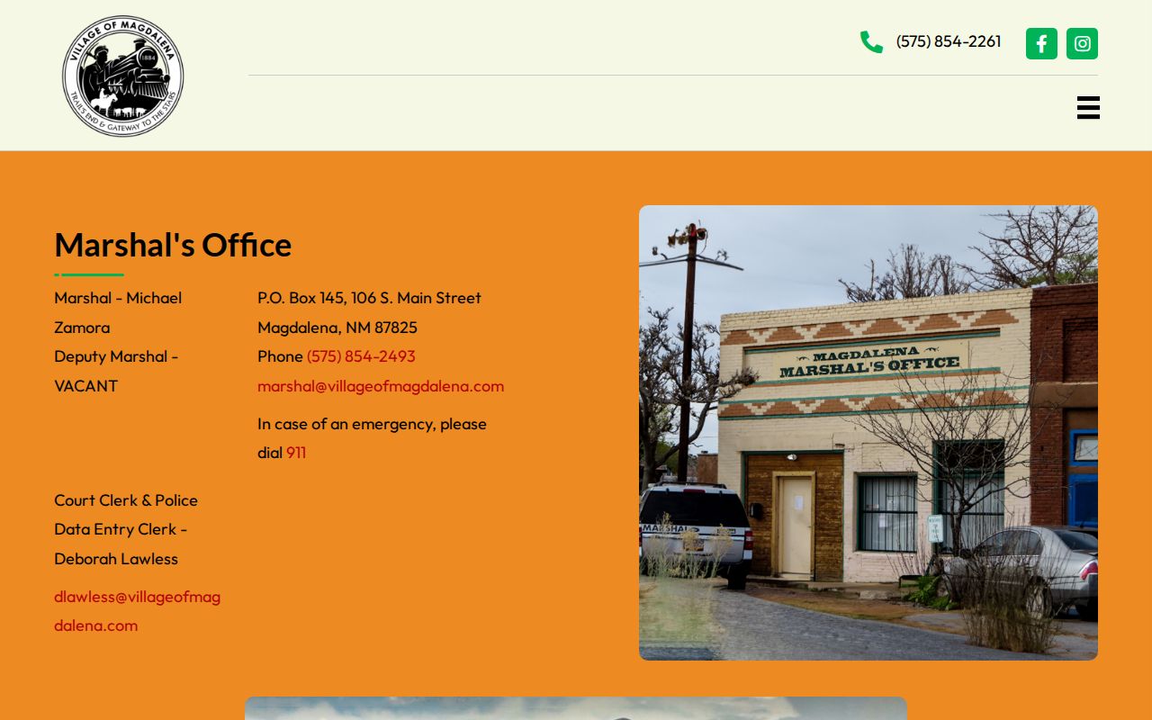 Magdalena Marshal's Office, Socorro County record source