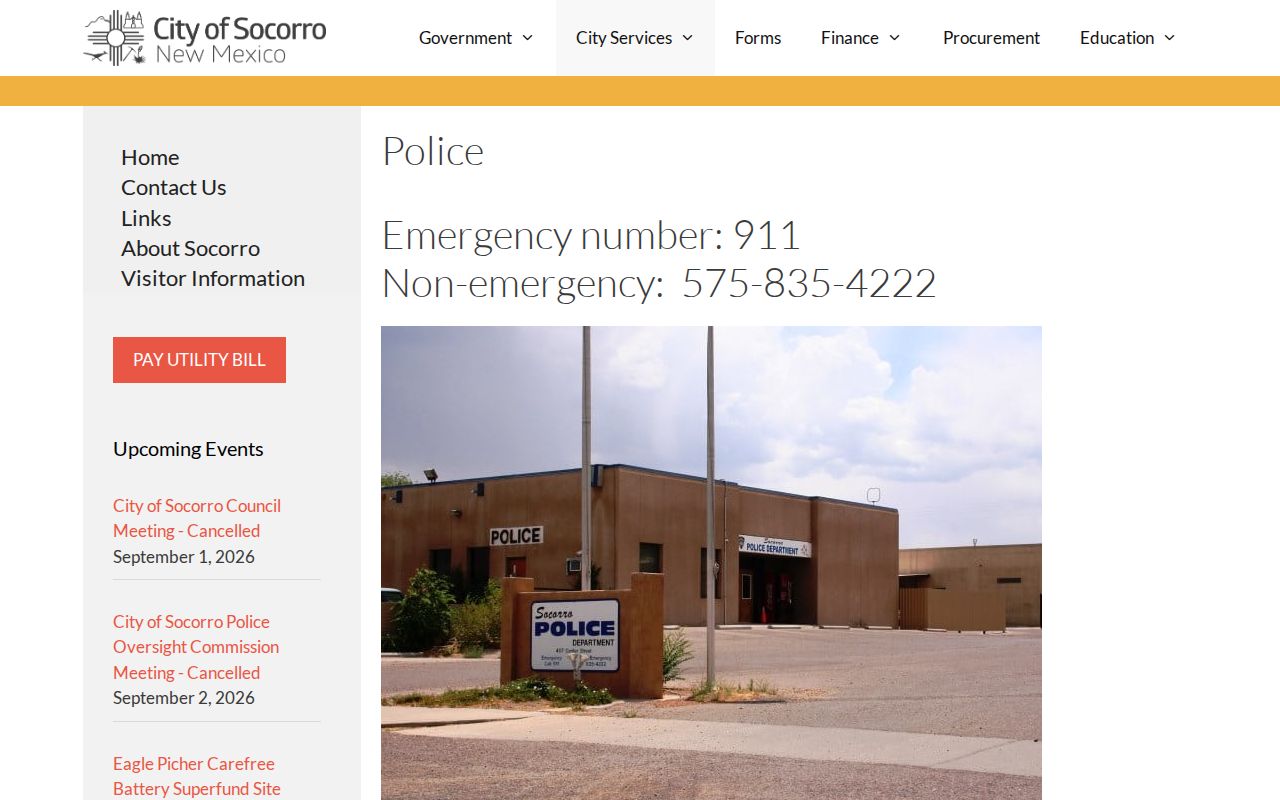 Socorro County police department official record source